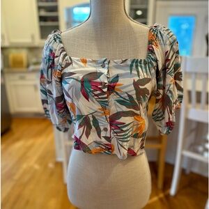 Roxy button front cropped top